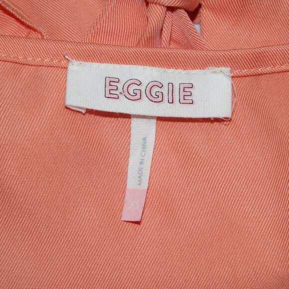 Eggie Peach Sleeveless Tie Front Ruffled Straps A Line Orchid Mini Dress Sz SX - Picture 4 of 6